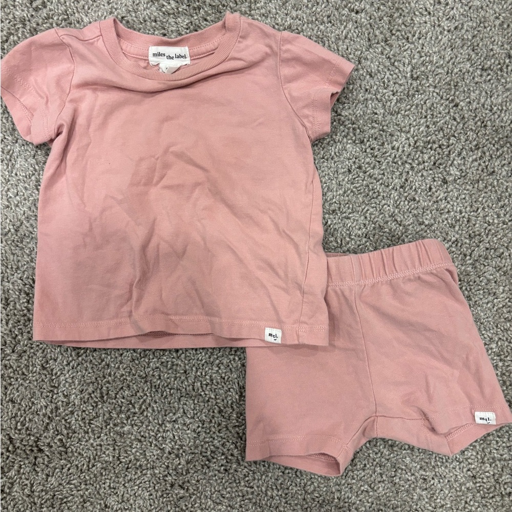 Miles the label Baby Pink T-Shirt and Shorts Set